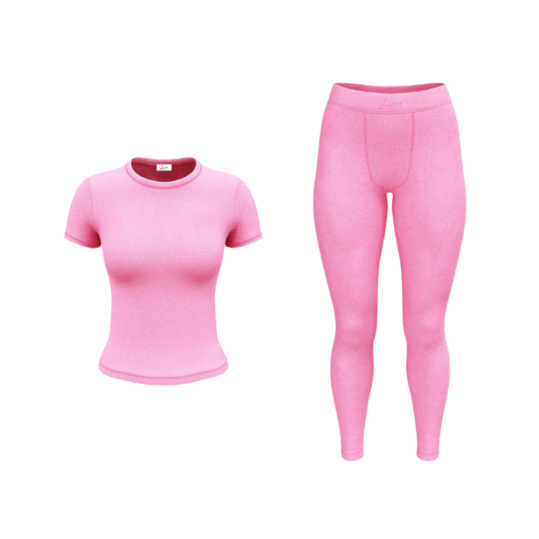 Ribbed Legging set - Bubblegum pink